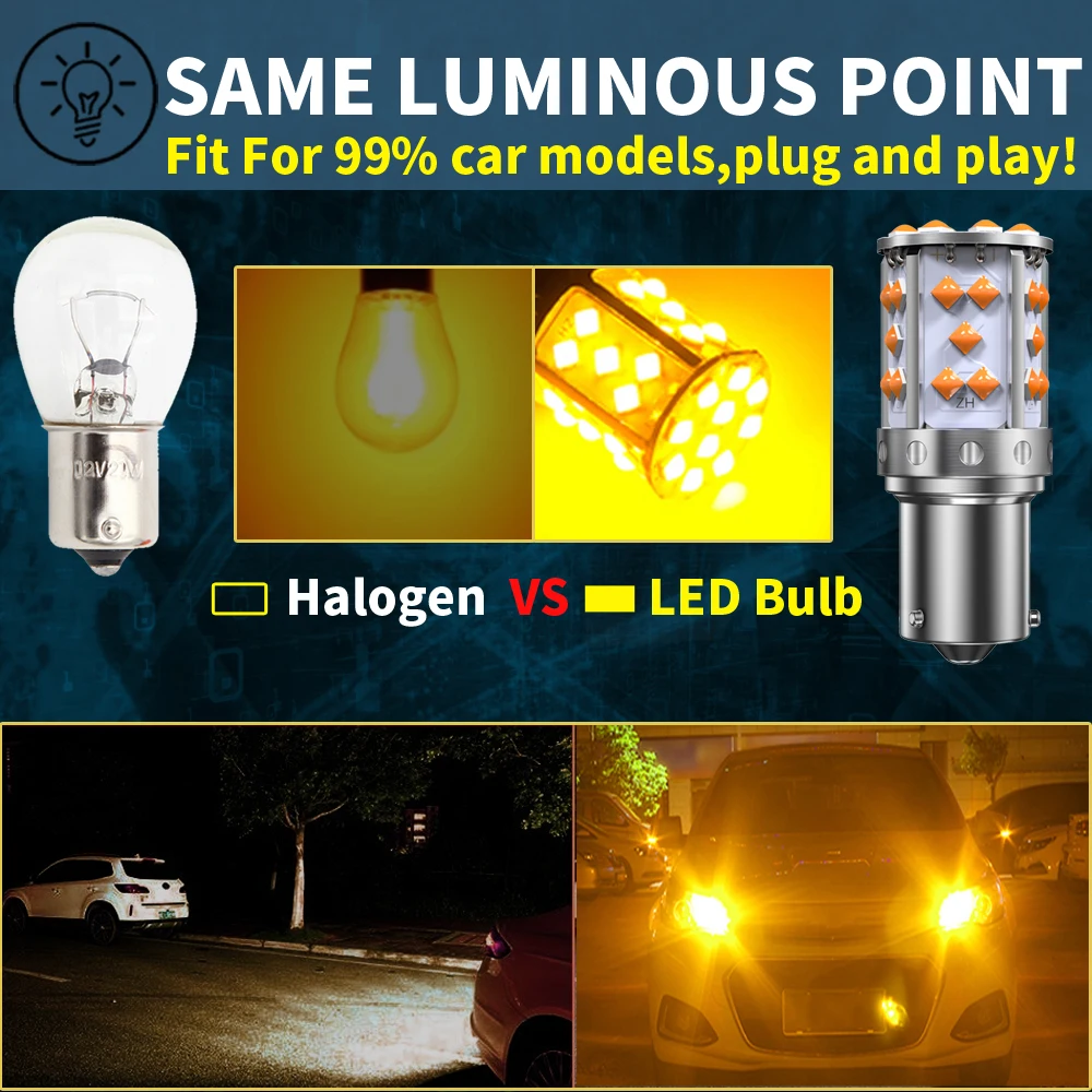 2 قطعة 1156 BAU15S PY21W 7507 LED لمبات للسيارات بدوره أضواء الإشارة العنبر البرتقالي الإضاءة T20 7440 WY21W P21W Ba15s عكس مصباح #4