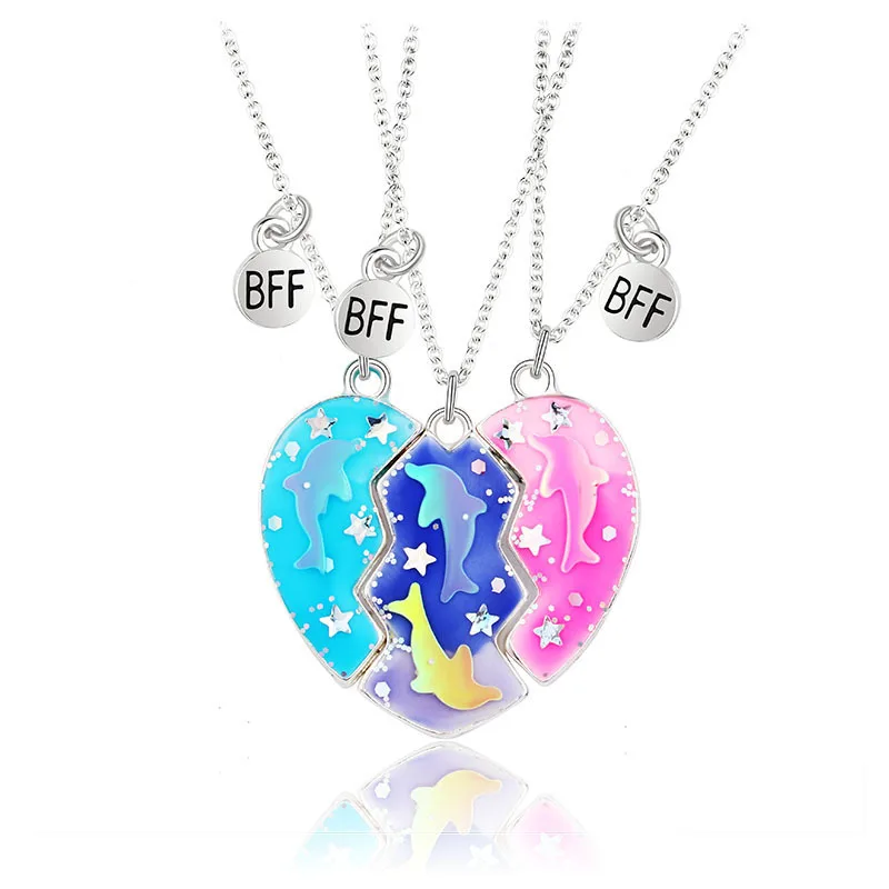 Bff Set Necklace 2/3pcs Metal Magnetic Suction Men's And Women's Jewelry Friendship Celebration Holiday y2k Fashion Decoration