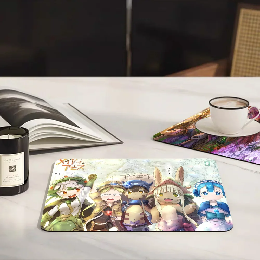 Anime Made In Abyss Coffee Tablewear Drain Pad Bathroom Square Absorbing Anti-slip Dry Mat Kitchen Placemat Dishes Cup Pad