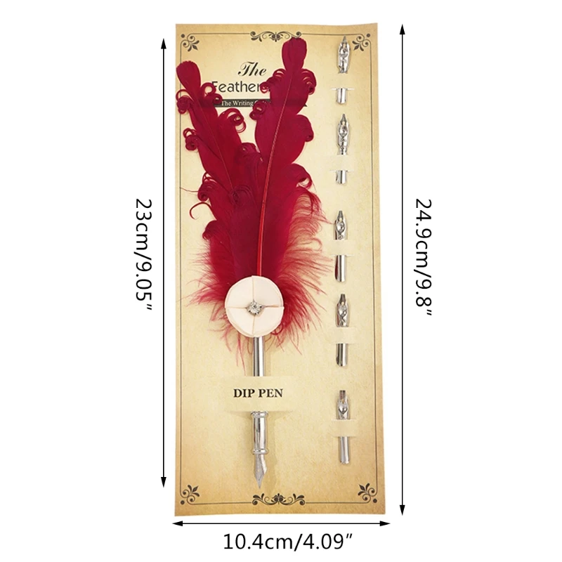 Retro Writing Quill Dip Pen Replaceable Fountain Pen Set for Beginners