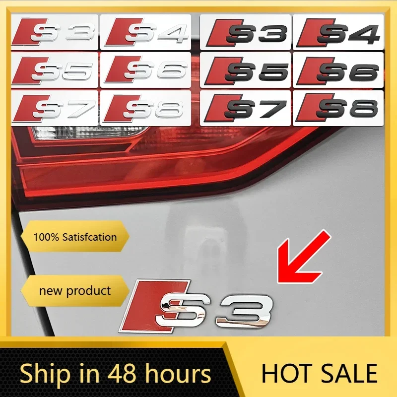 

1PCS 3D ABS Numbers Letters S3 S4 S5 S6 S7 S8 Emblem for Audi S series Car Fender Trunk Rear Logo Sticker Black/Silver Styling