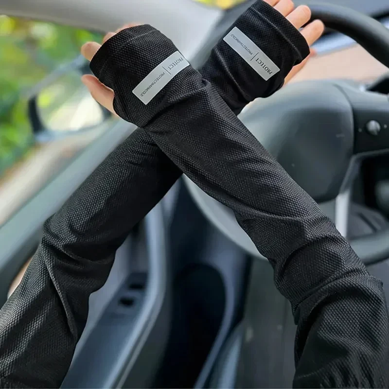 Women Men Sun Protection Ice Sleeves Summer Travel Outdoor Cycling Beach Gloves Arm Guard UV Protection Loose Breathable Sleeves