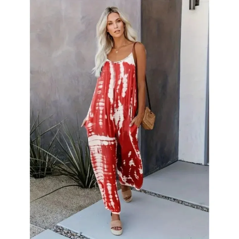 

Russian European American Summer New Women's Fashion Strap Sexy Wide-Leg Jumpsuit for Women