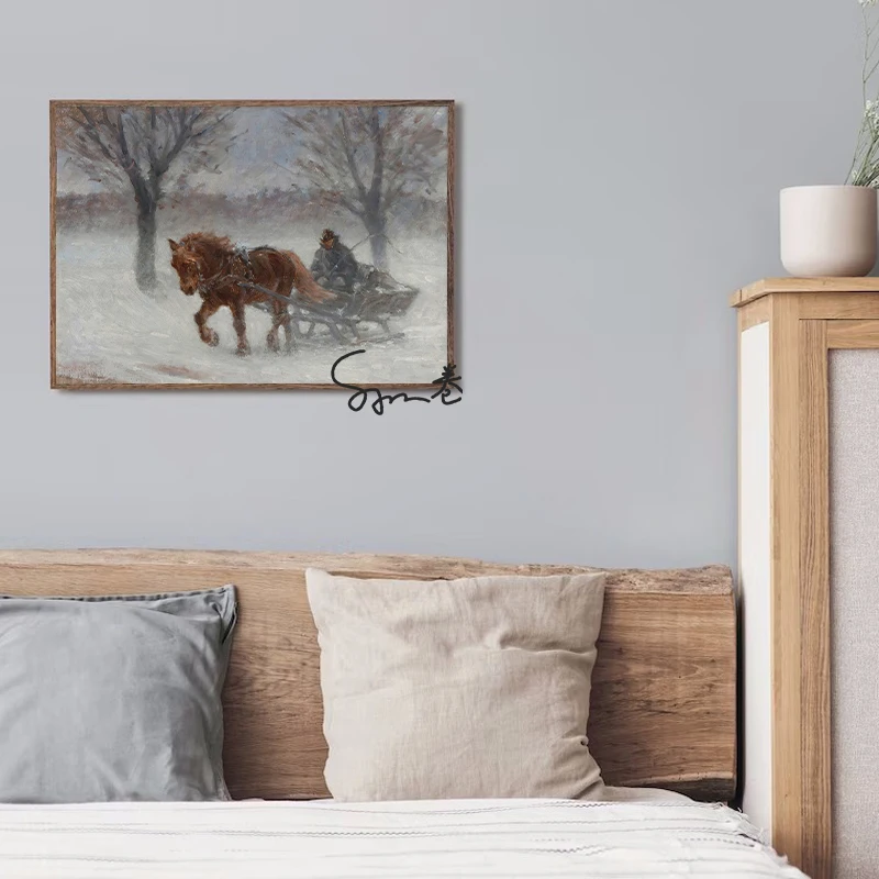 Vintage Horse Art Poster Canvas Printing Horse Oil Painting Vintage Fine Art Wall Art Decor Antique Wall Decor Winter Home Decor