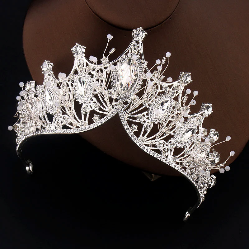 Fashion Silver Black Rhinestone Crystal Bride Crown Hair Accessories for Women Wedding Birthday Gift Girl Wedding Hair Jewelry