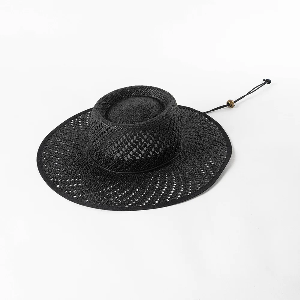 USPOP Spring and summer new fashion hollow braid Straw hat with large brim and rope-tie Outdoor beach sun hat