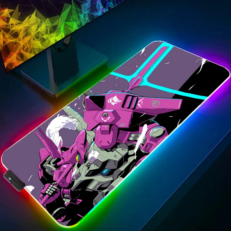 

RGB Mouse pad Mechanical Warrior Gundam professional eSports game players Speed Lock Edge Rubber Desk LED Mousepad Keyboard Mat