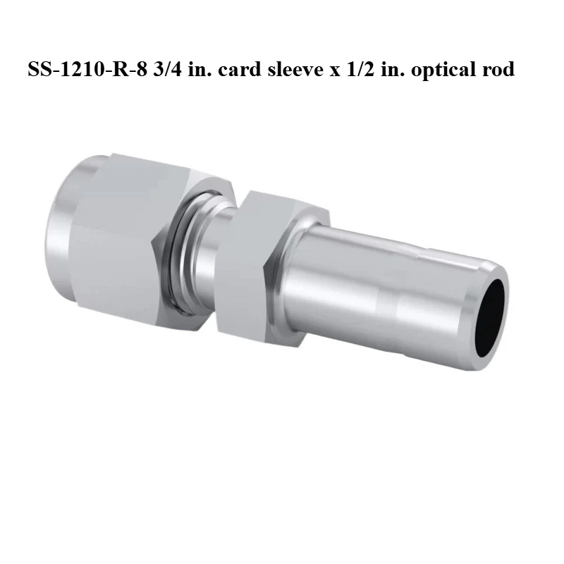 SS-1210-R-8 3/4 in. card sleeve x 1/2 in. optical rod Stainless Steel Compression to Weld Stub Adapter Tube Reducer Connector