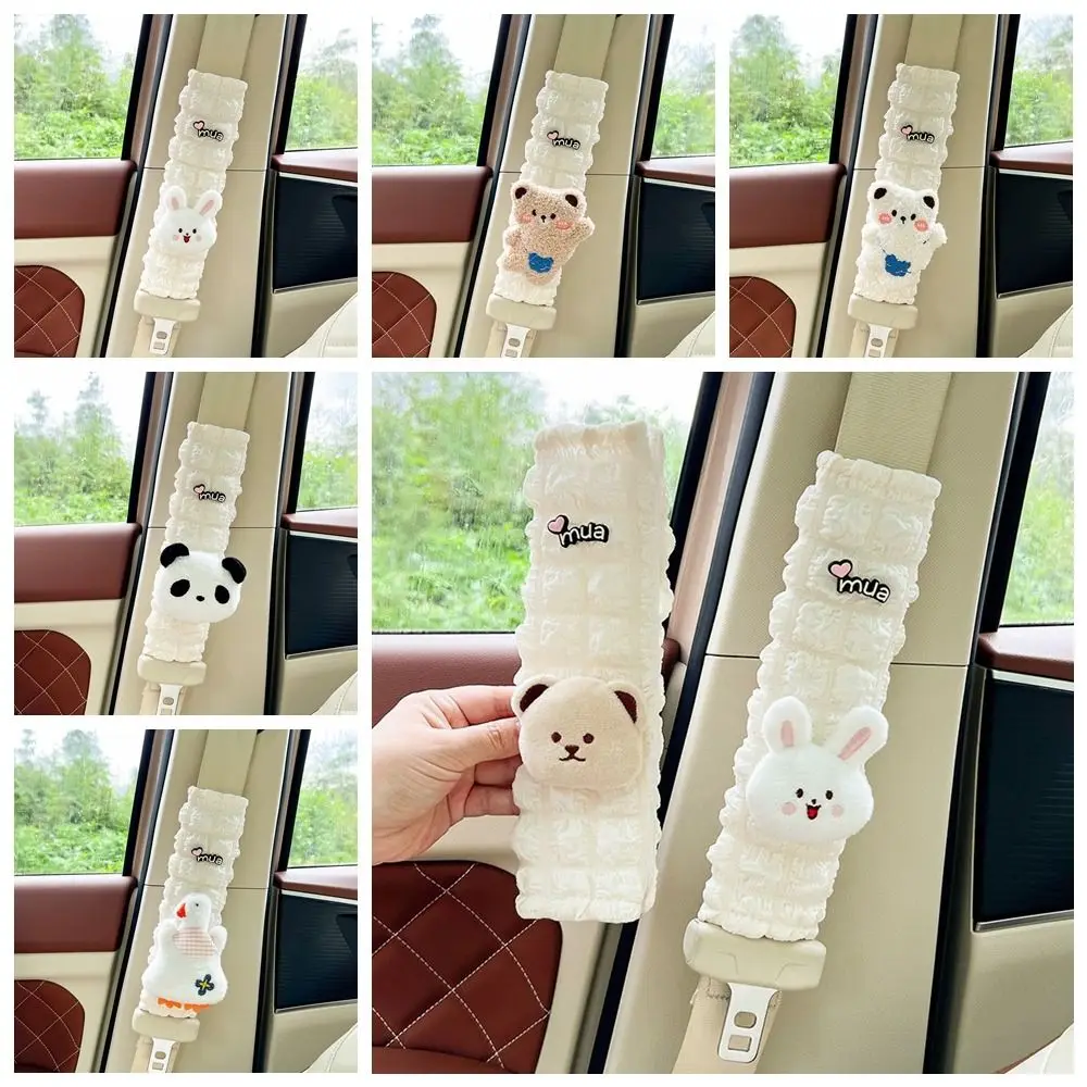 Comfort Plush Bear Rabbit Seat Belt Rabbit Panda Cartoon Bear Shoulder Cover Styling Cute Car Seat Shoulder Cover Female