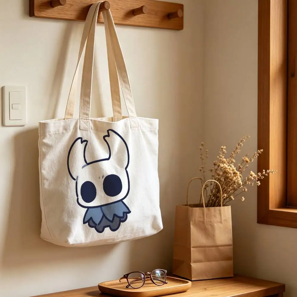 Silksong game Hollow Knight   Reusable Foldable Canvas Tote Bag for Shopping and Daily Use