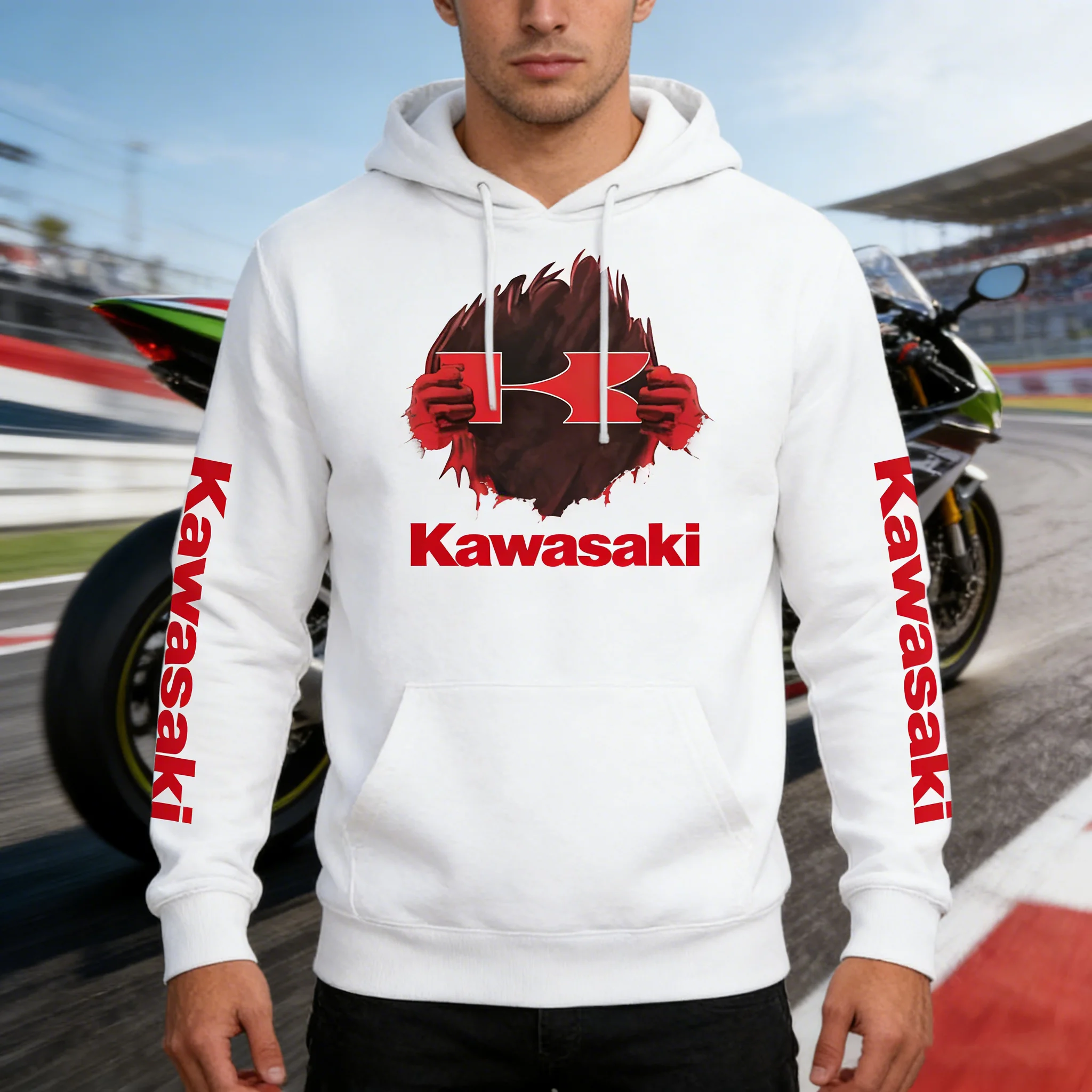 

（Kawasaki ） Hot Men Hoodie Y2K Kawasaki Hoodie Top Spring Autumn/Winter Kawasaki Motorcycle Off road Hoodie Sports Women Hoodie