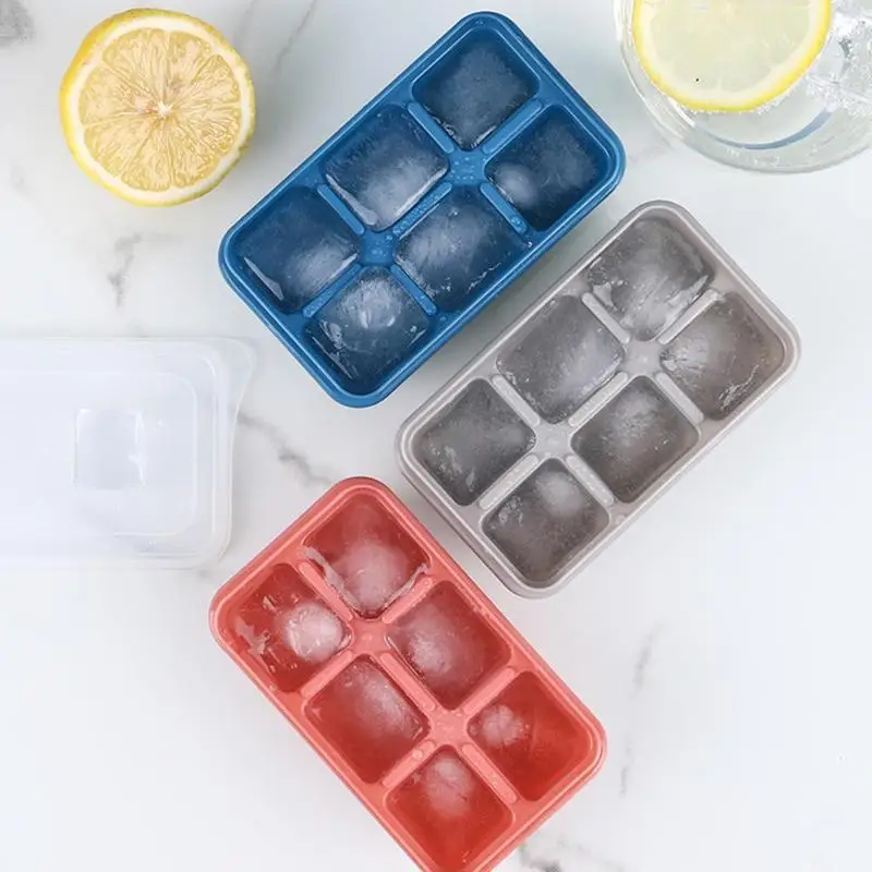 6 Square Mold Food-grade Ice Tray Mold DIY Ice Ball Maker Silicone Skull Round Hockey Mold Kitchen Tool ice compartment