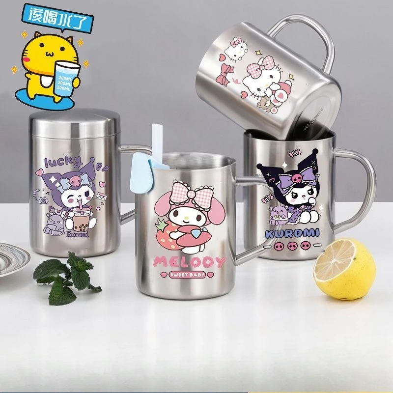 

Kawaii Kulomi My Melody Sanrio 304 Stainless Steel Children Insulating Glass Student Kindergarten Hot Water Cup for Kids