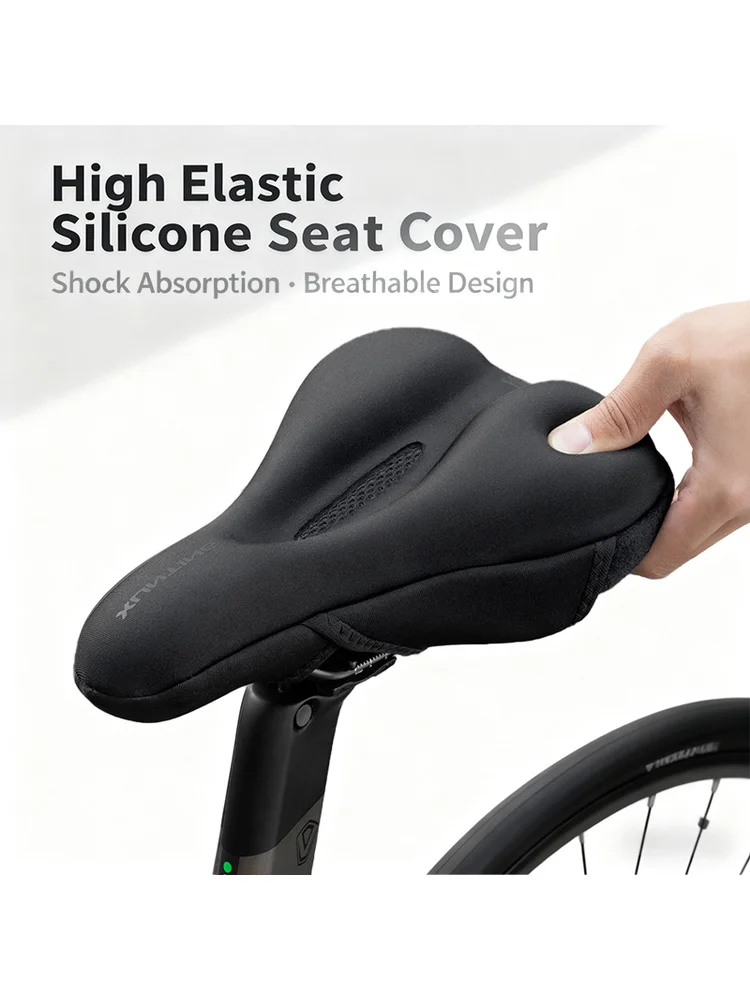 AliExpress Other Silicone & Memory Foam Bike Seat Cover, Shock-Absorbing Anti-Slip Cushion, Magic Tape & Drawstring Options for Comfort Riding