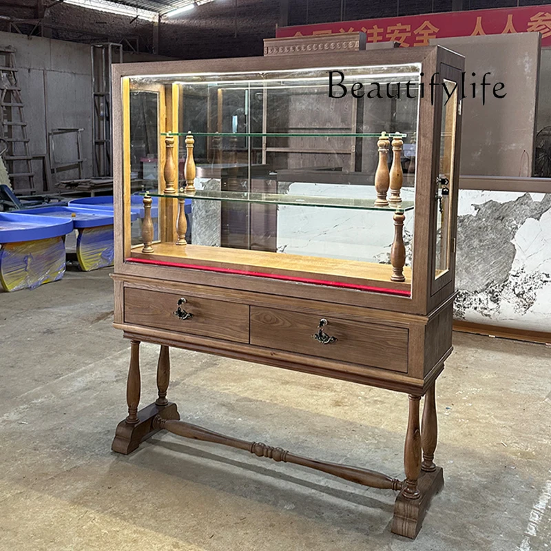 

Medieval glass display cabinet, jewelry display cabinet, women's clothing store, hat, Nakajima shelf display rack customization