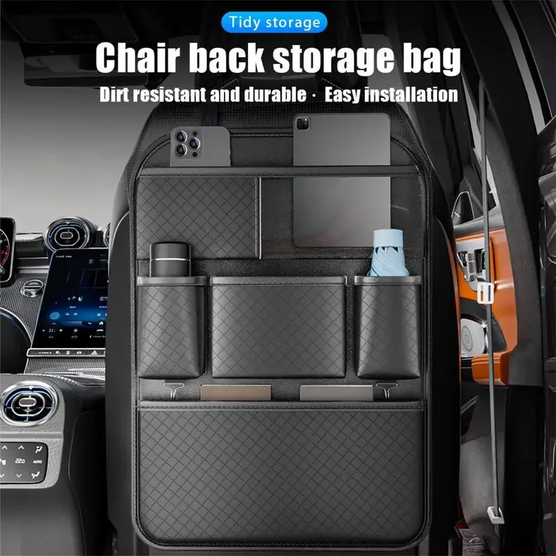 

Модернизированная сумка для хранения автомобильного сиденья, портативный кожаный ПВХ, мягкие автомобильные аксессуары, подвесной многофункциональный органайзер на спинку автомобильного сиденья