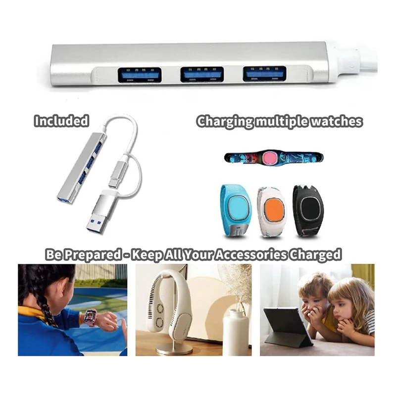 Multi USB C Hub With USB A Port Multifunctional Charger Adapter For Phone Smartwatch For Travel Trip