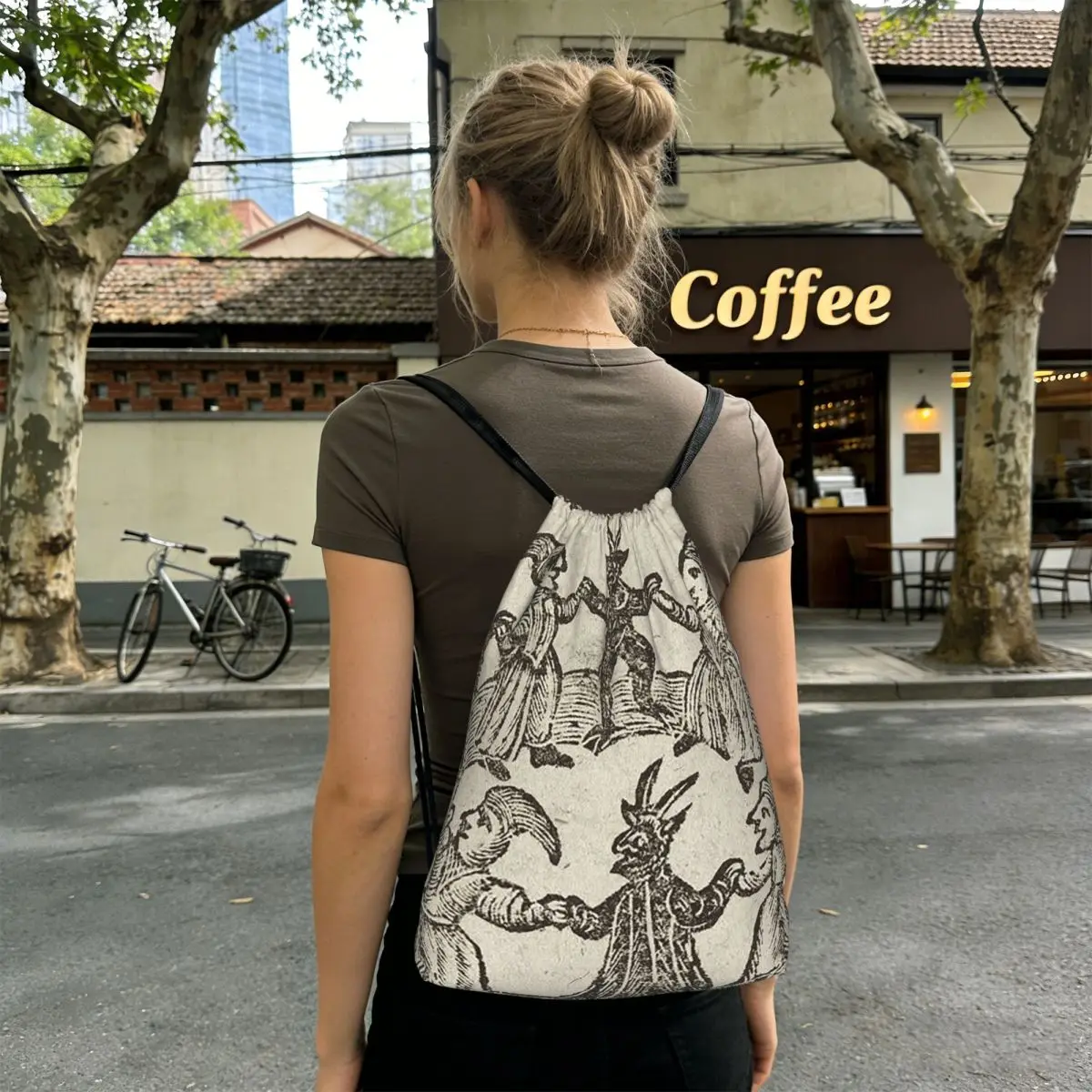 

Witches Circle Dance Backpacks Fashion Drawstring Bags Shoes Bag Book Bags for Travel School