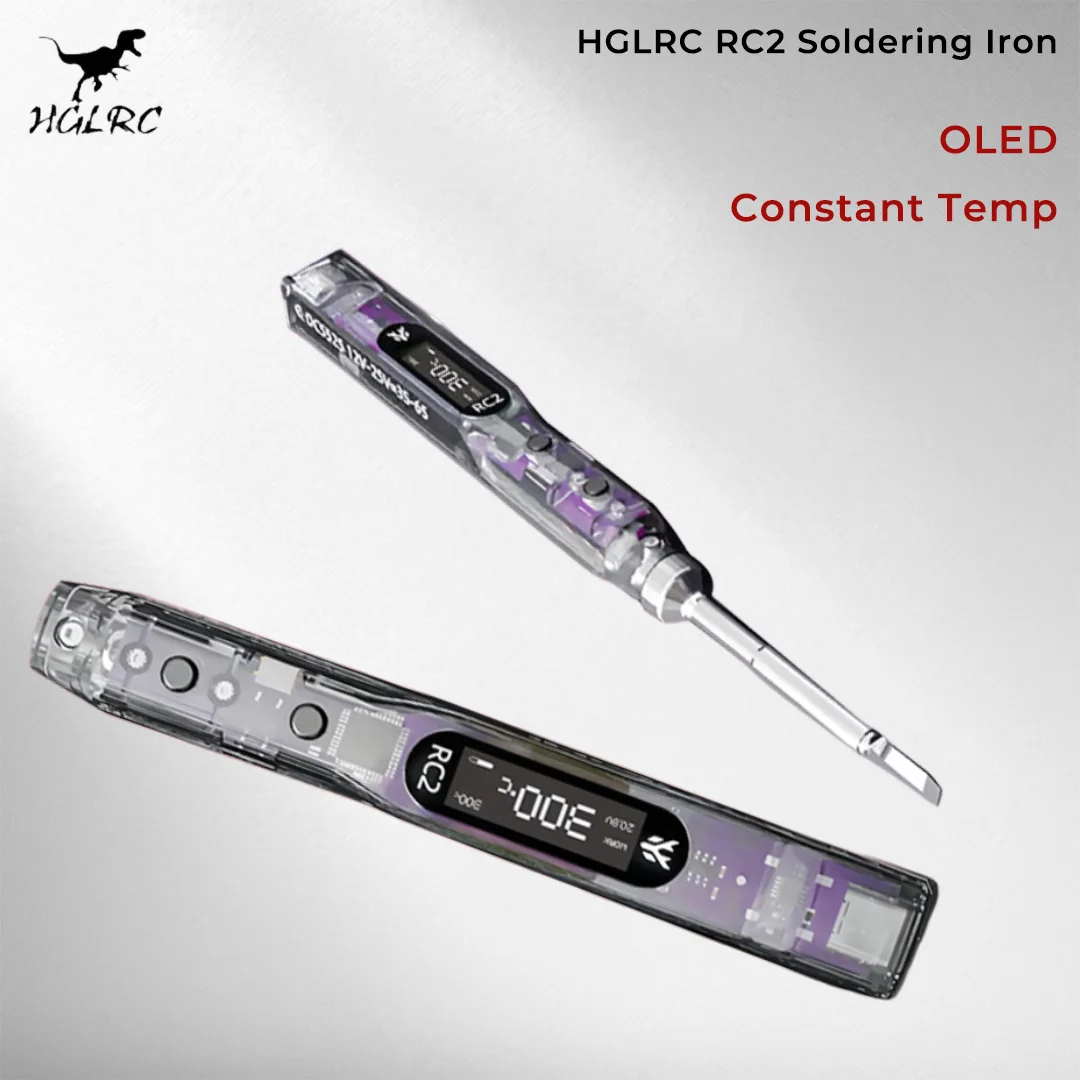 

HGLRC RC2 Soldering Iron OLED HD Display Smart Constant Temperature Compatible with TS / T12 Soldering Lron Tips for FPV