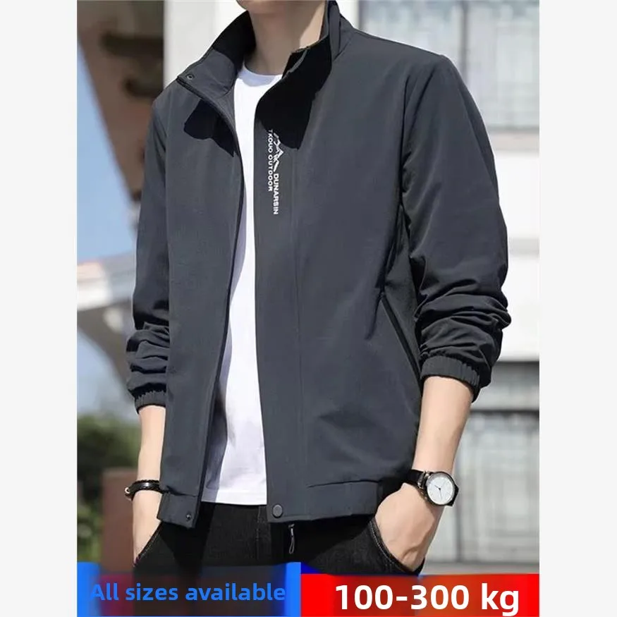 

Men's Loose Fit Casual Adstrative Jaet Spring Autumn plus Size Big Clothes Windproof Polyester Long Sve Outerwear