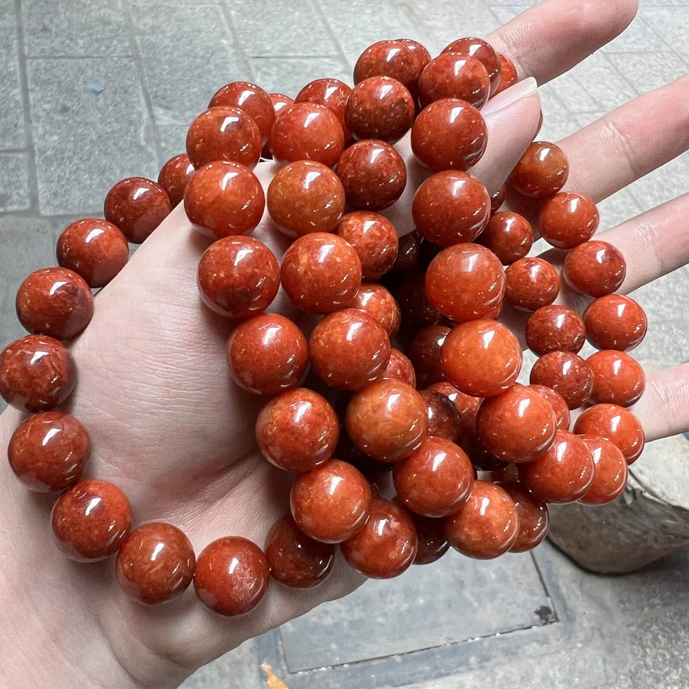 High Quality Myanmar Bruma 13mm Red Jade Bead Bracelets For Women Stone Beaded Bracelet Jewelry Bracelets