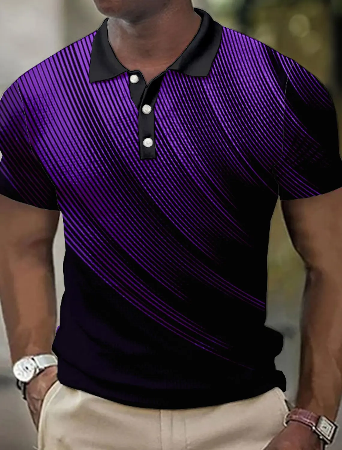 Men's Polo Shirt Button Up Polos Lapel Polo Shirt Golf Shirt Gradient Graphic Prints Summer Street Short Sleeve Mans Clothing