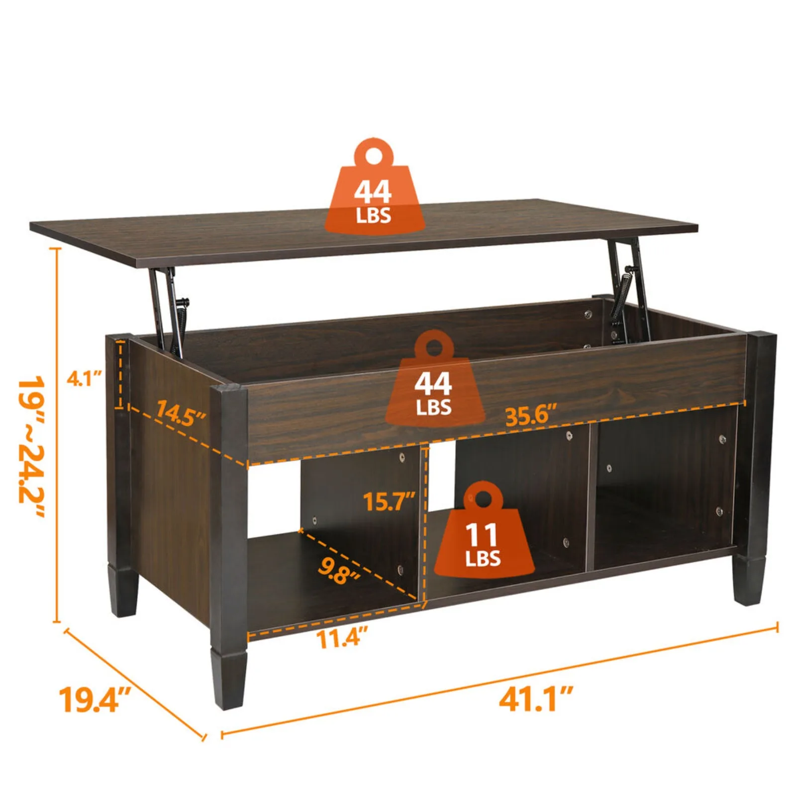 US Lift Top Coffee Table w/Hidden Compartment Storage Shelf Modern Home Furniture