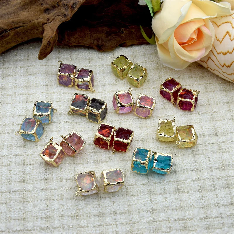 

Wholesale 10pcs/lot ab color geometry square shape resin dolls beads diy jewelry garment pendant accessory