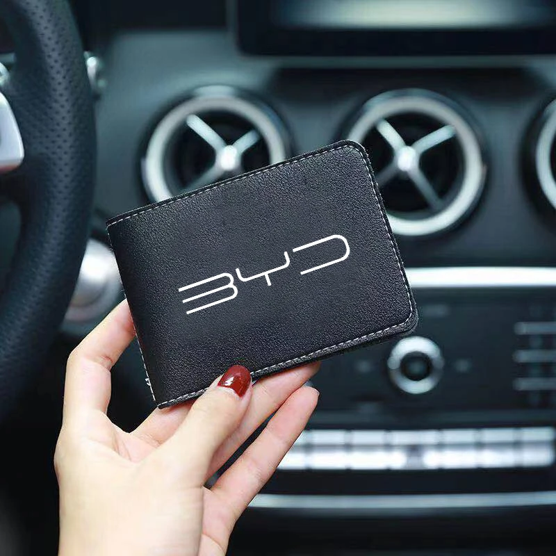 

PU Leather Car Driving Documents Case Credit Card Holder For BYD Tang F3 E6 Atto 3 Yuan Plus Song Max F0 G3 I3 Ea1 Dmi 2din G6