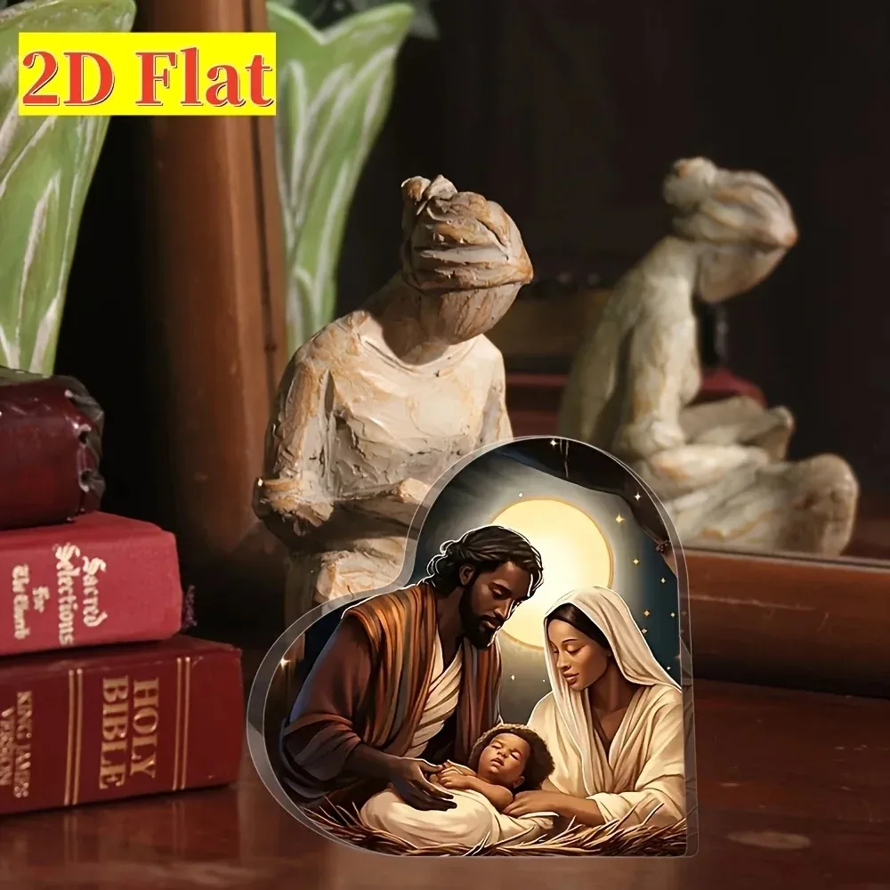 CIFBUY Acrylic Wall Art African American Nativity Scene 2D Plaque Religious Home Decor Ornament Tabletop Decoration Gift