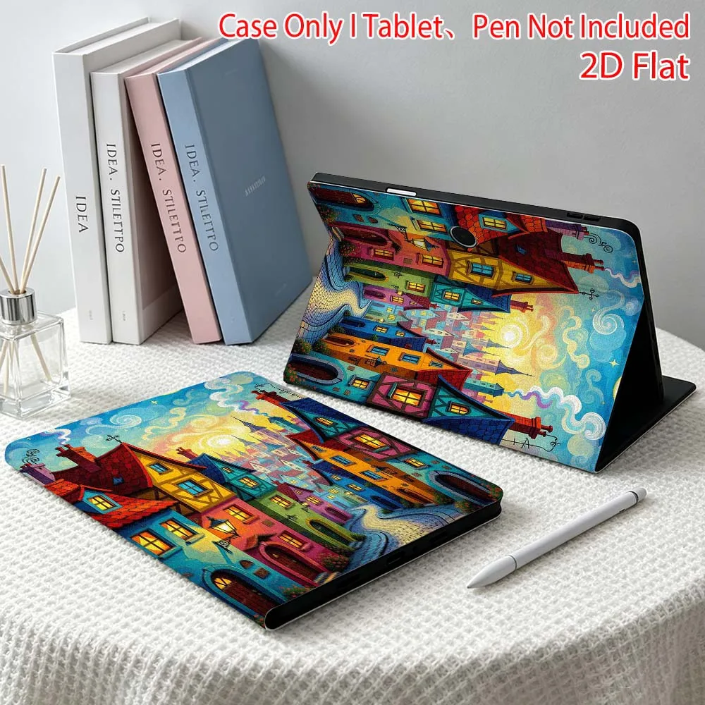 Artistic Little House For OPPO VIVO IQOO OnePlus Realme Pad 3 Pro 13 12.1 11.4 11 inch Pen Tray Tablet Case Soft