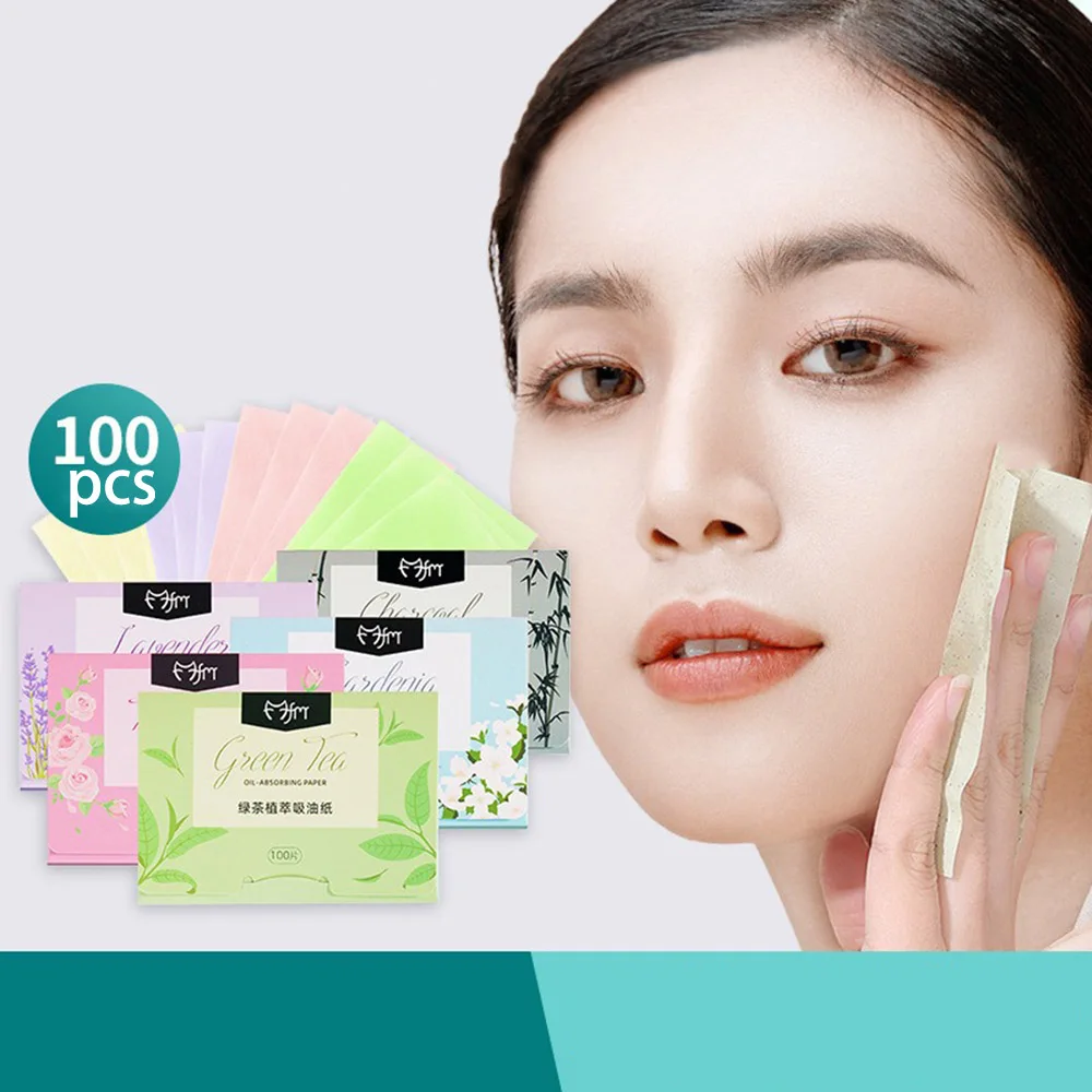 100Pcs/box Protable Face Oil  Blotting Paper Matting Face Wipes Face Cleanser Oil Control Oil-absorbing Facial Towel Tools