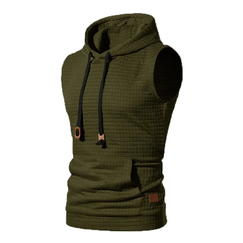 

Mens Sleeveless Hooded Sweatshirts Bodybuilding Tank Top Outdoor Breathable Solid Color Gym Vest Sport Streetwear Jacket Coats