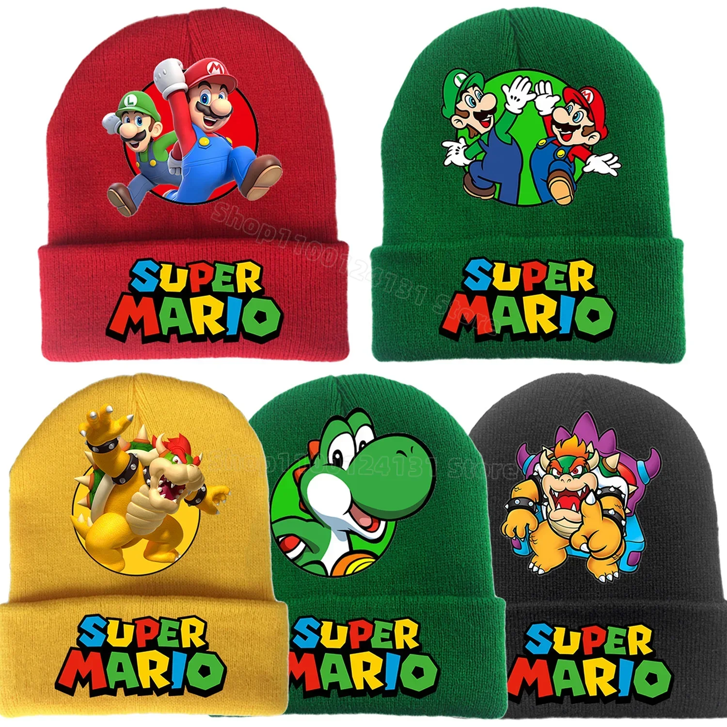 Super Mario Bros Children's Cap Anime Knitted Caps Trendy Baby Hat Beanie Cartoon Winter Hats Delicate Pattern Cap Xmas Gifts