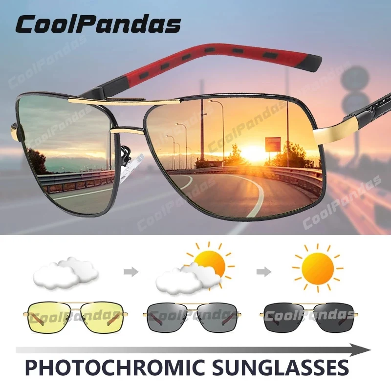 Gafas de sol fotocromáticas polarizadas para hombre, lentes de sol Unisex con visión nocturna y día, protección de ojos duales, para conducir