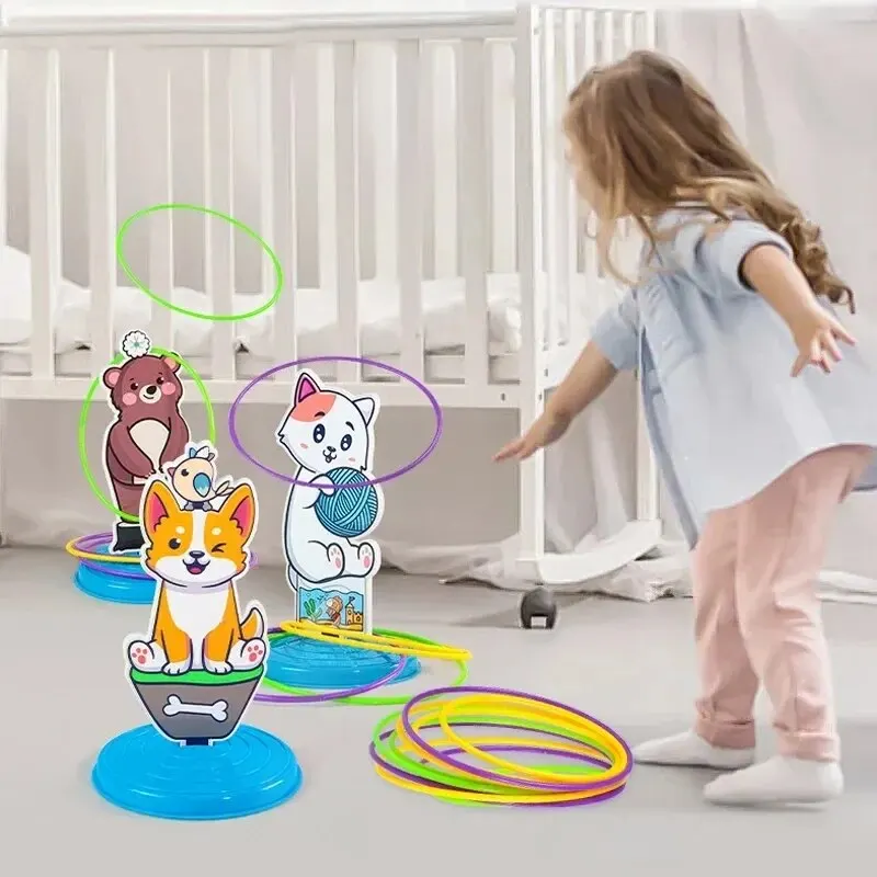 1 Set Kid Animals Ring Toss Game Toy (Base Color Random) Fun Parent-Child Interactive Game,Christmas Presents, Thanksgiving Gift