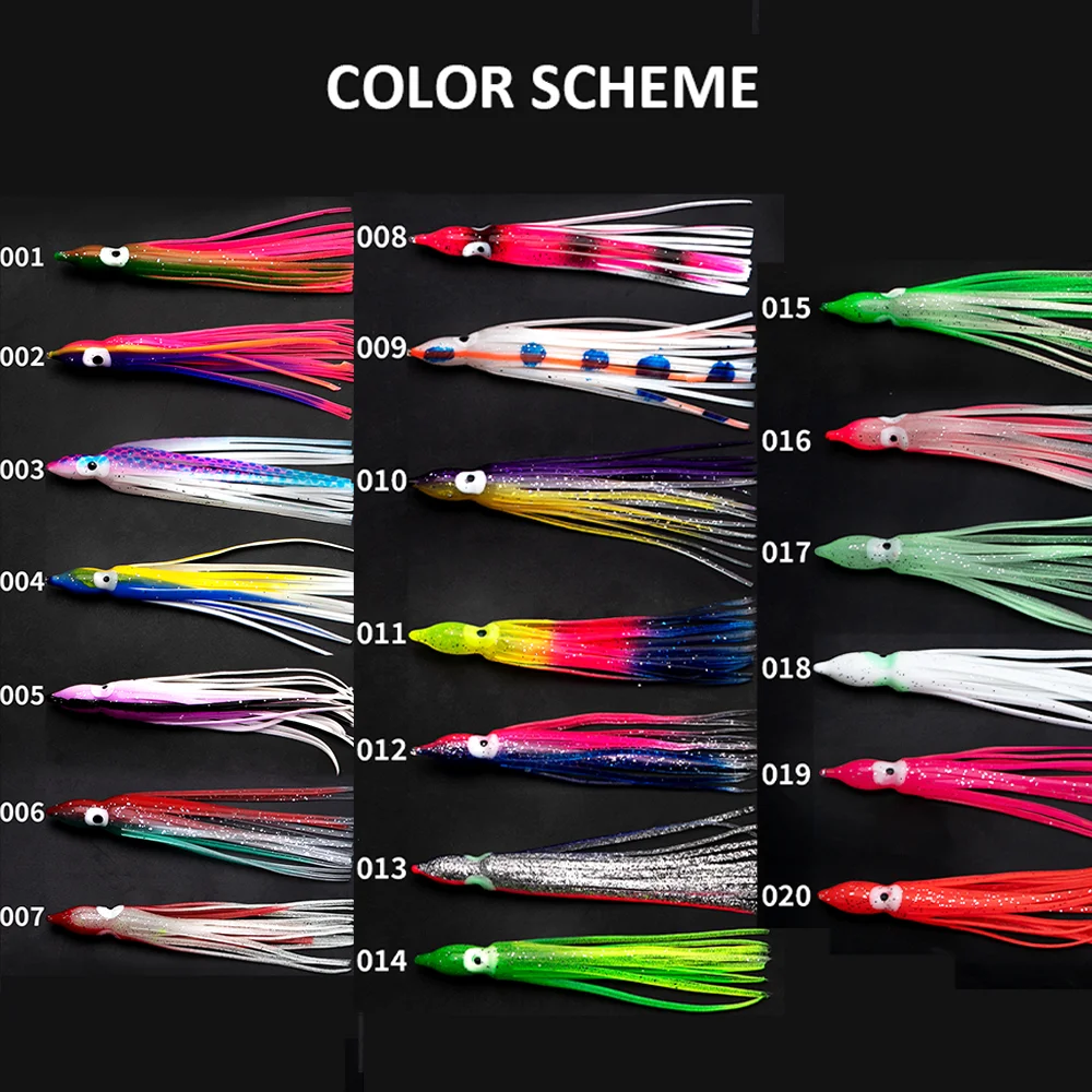 Soft Octopus Lure 60-120mm Octopus Hoochies Squid Skirt Trolling Lure PVC Luminous Skirt Fishing Lure