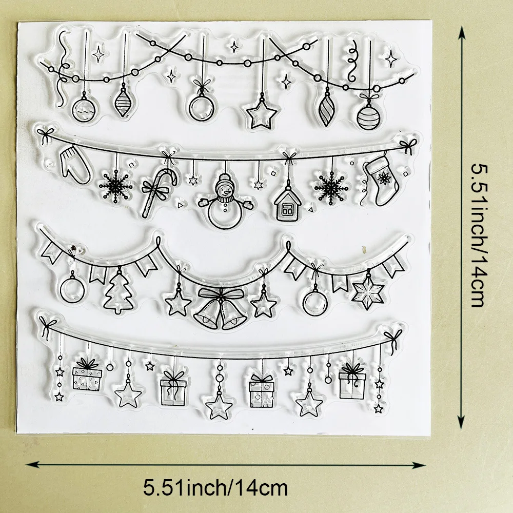 Christmas Clear Silicone Stamps, Xmas Tree Gift Reindeer Banner Sentiment Seal for Scrapbooking Card Making Journal DIY Crafts