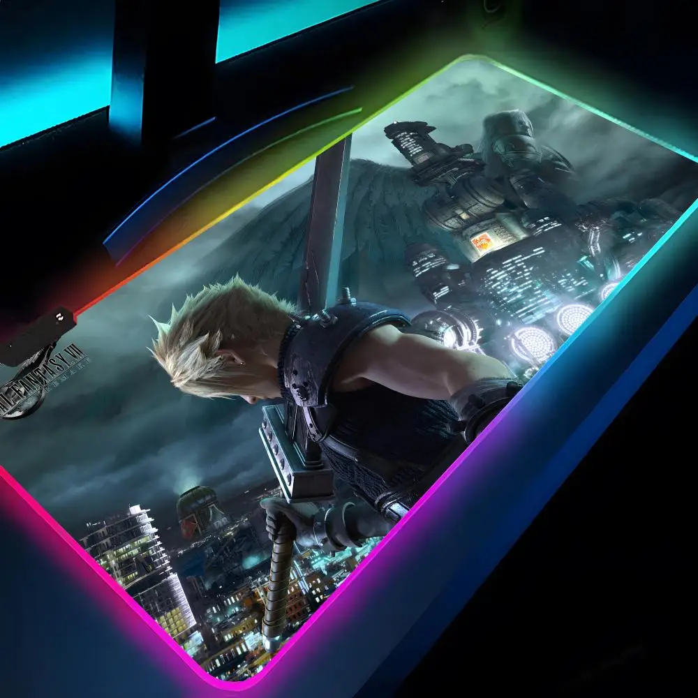 

Final Fantasy 7 Mouse Pad Rgb Xxl Laptop Mat Gaming Mousepad Backlit Keyboard Gamer Girl Table Pads Desk