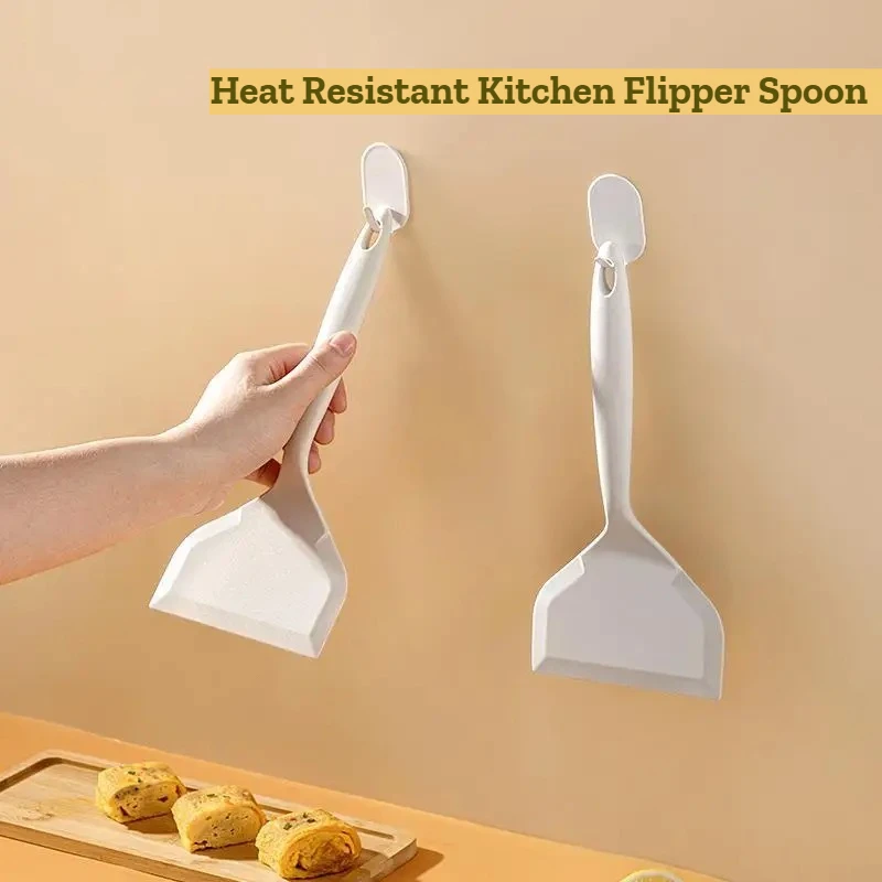 Espátula de silicona para panqueques, sartén antiadherente, cuchara para hornear para huevos, pescado, Pizza, carne, pala, cuchara abatible de cocina resistente al calor