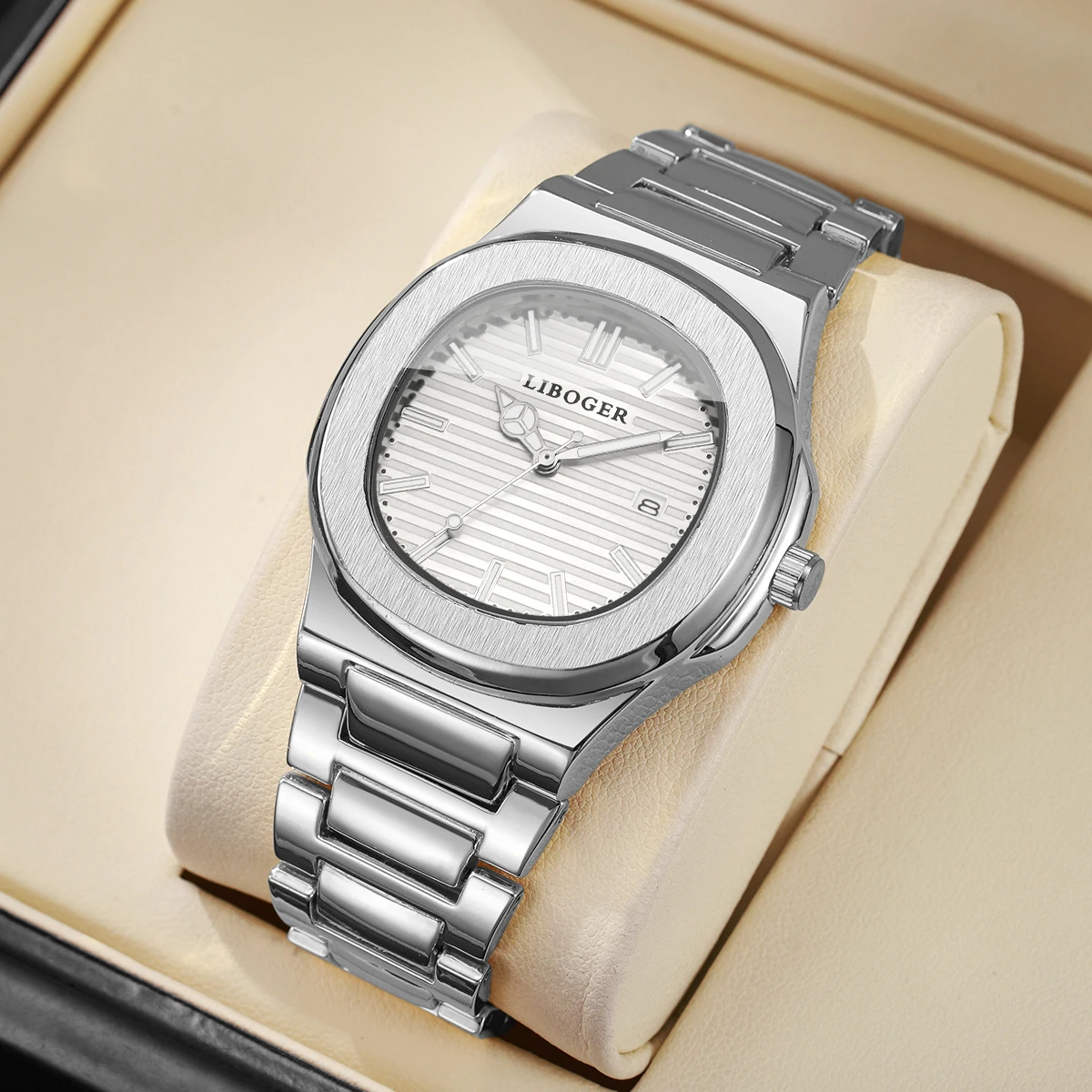 

1 шт. мужские подарочные часы, классические модные темпераментные квадратные весы, календарный циферблат, красивые трендовые кварцевые часы (коробка в комплект не входит)