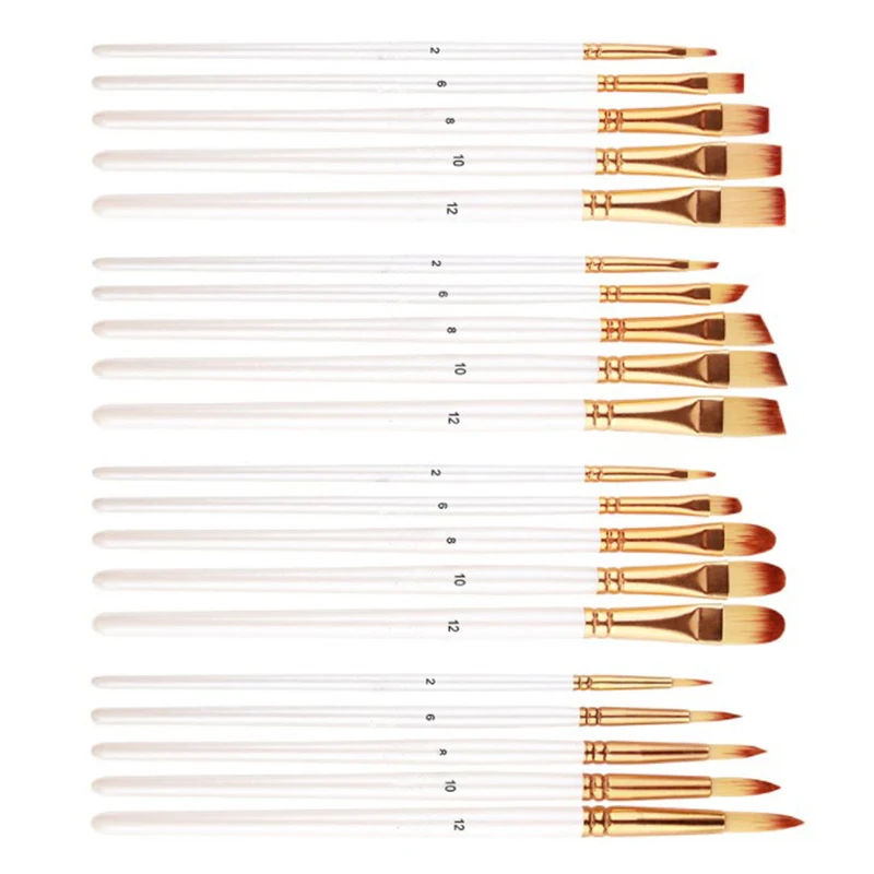 5Pcs/set Oil Paint Brush Set Nylon Hair Round Filbert Angel Flat Brush Acrylic Diy Watercolor Pen For Artists Painters Beginners