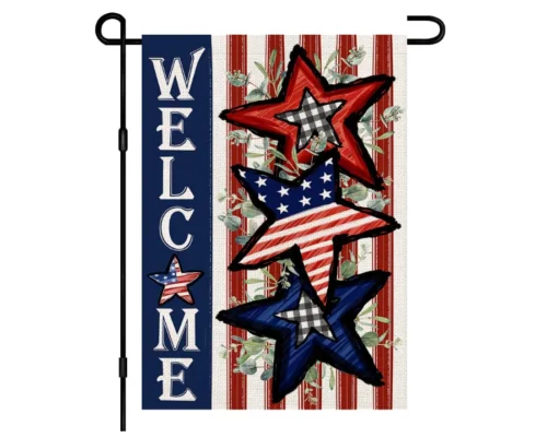 4th of July Garden Flag 12x18 Inch Vertical Double Sided Gnomes Burlap Yard Flag