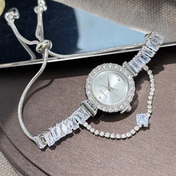 New luxury fashion diamond-encrusted women's watch temperament female students pull bracelet watch zircon pendant quartz watch