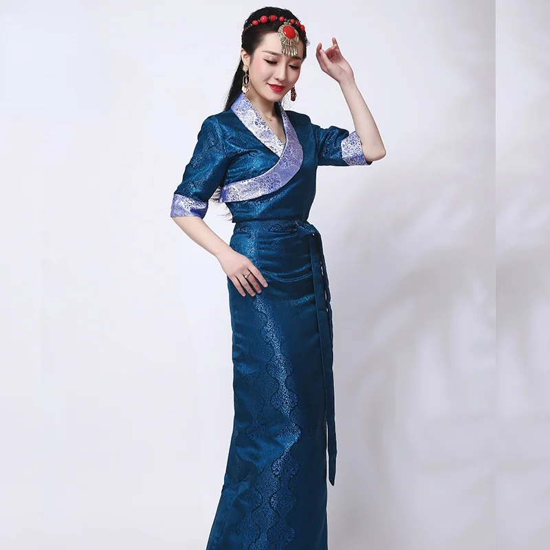 

Traditional Tibetan Dress Clothing for Women Retro Long Sleeve Tibet Clothes Oriental Ladies Dresses Robe Chinoise Femme