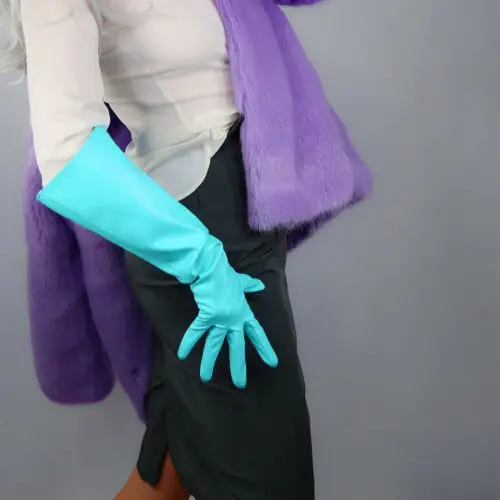 Large Oversized GLOVES PUFF SLEEVES Faux Leather 50cm Elbow Long Aqua Blue Robin Mint Green Fashion Costume Cosplay Halloween