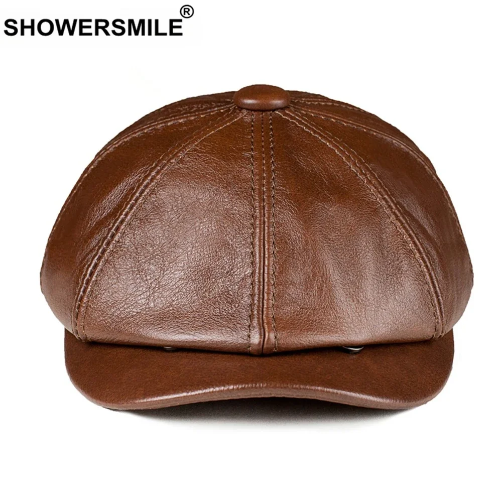 showersmile-marron-en-cuir-veritable-casquette-gavroche-hommes-de-haute-qualite-veritable-peau-de-vache-chapeau-octogonal-automne-hiver-hommes-beret-casquettes-plates