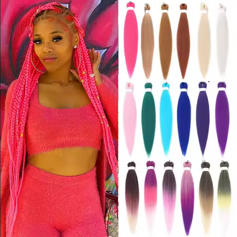 Lihui Afro Jumbo Braids Hair Extensions 26 Inch Synthetic Pre Stretched Braiding Hair for Braids Professional Box Braid Pink Red