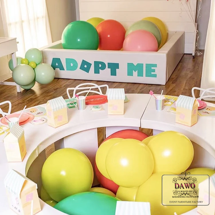 أنشطة طاولة حفلات الأطفال مزينة بأنشطة طاولة حفلات الزفاف الفاخرة المصنوعة من البلاستيك الأبيض PVC #3