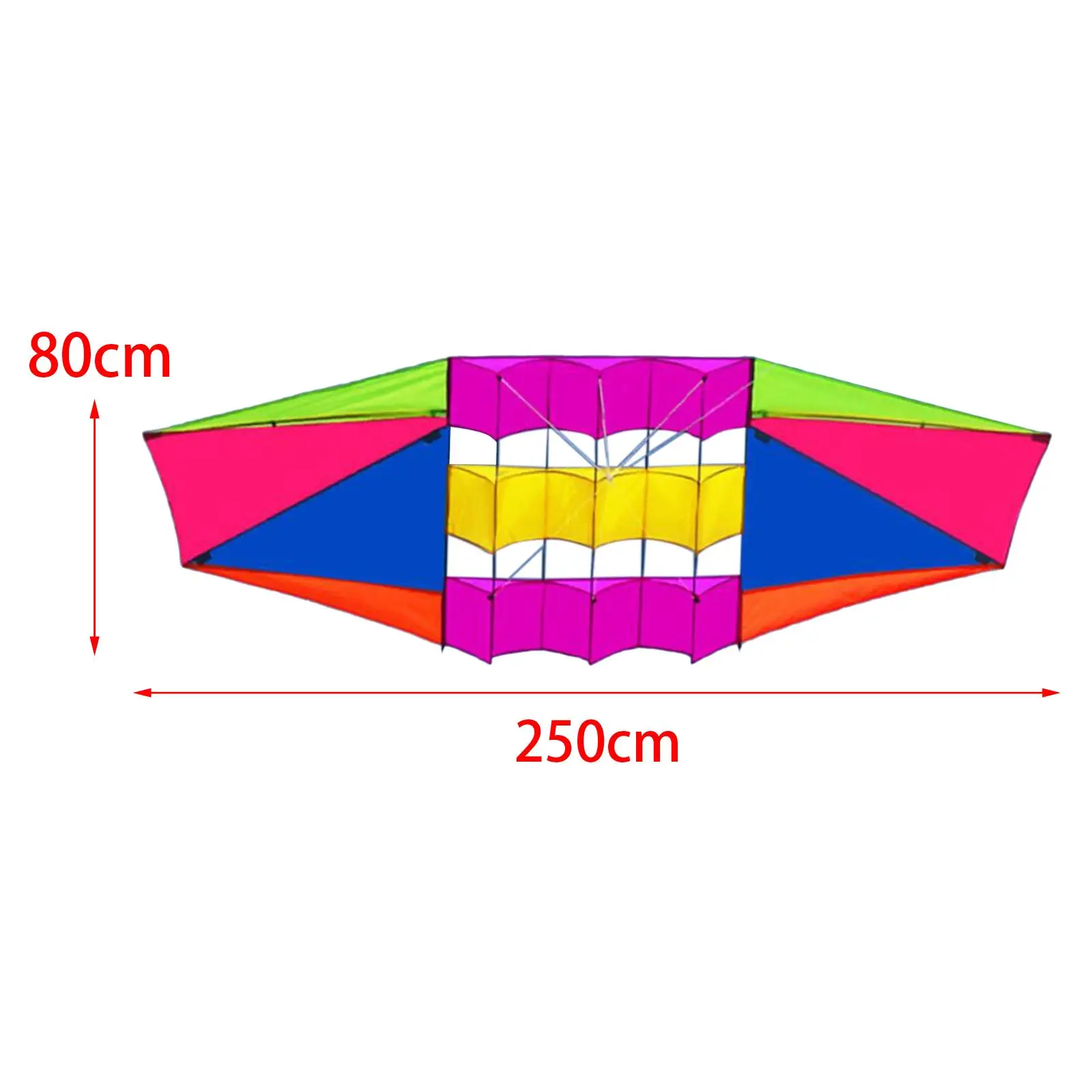 Wielokolorowy latawiec zabawki sportowe na świeżym powietrzu łatwa kontrola latawiec 250 cm x 80 cm stereoskopowy do gier na świeżym powietrzu, dorośli na plaży początkujący nastolatki